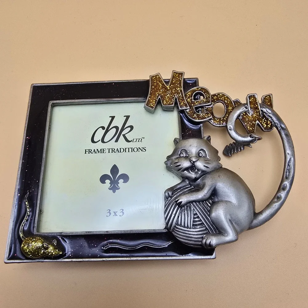 Cat Picture Frame Set CBK Meow Pewter Style & My Cat Scrapbook Theme 2 Piece Lot